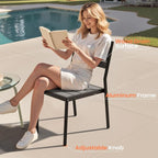 Pellebant Stackable Outdoor Patio Dining Chairs Set of 2 | Aluminum Armless - Image 4
