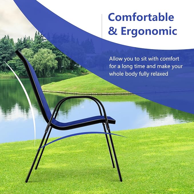 Giantex Patio Chairs Set of 2, Stackable Outdoor Dining Chairs - Image 7