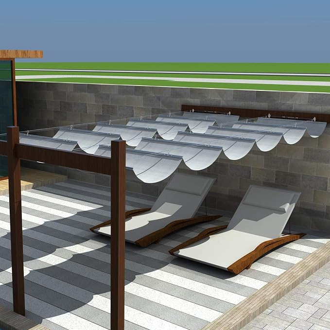Windscreen4less 7' x 15' Retractable Sun Shade Canopy Cover Sliding Wave Shade - Image 7