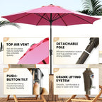 Ayge Patio Umbrella 9FT Outdoor Umbrella Patio Table - Image 3