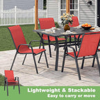 Outdoor Patio Chairs Set of 8 Stackable Dining Chairs All-Weather Textilene - Image 6