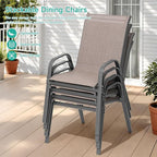 Patio Chairs Set of 4, All Weather Outdoor Dining Chairs | Stackable Dining - Image 5