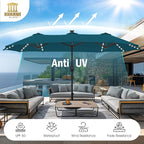 13 ft Patio Umbrella with 120 LED Solar Lights Outdoor Umbrella, Cerulean | - Image 4