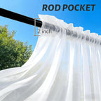 Outdoor Sheer Curtains for Patio Waterproof, 4 Panels Rod Pocket Indoor/Outdoor - Image 3