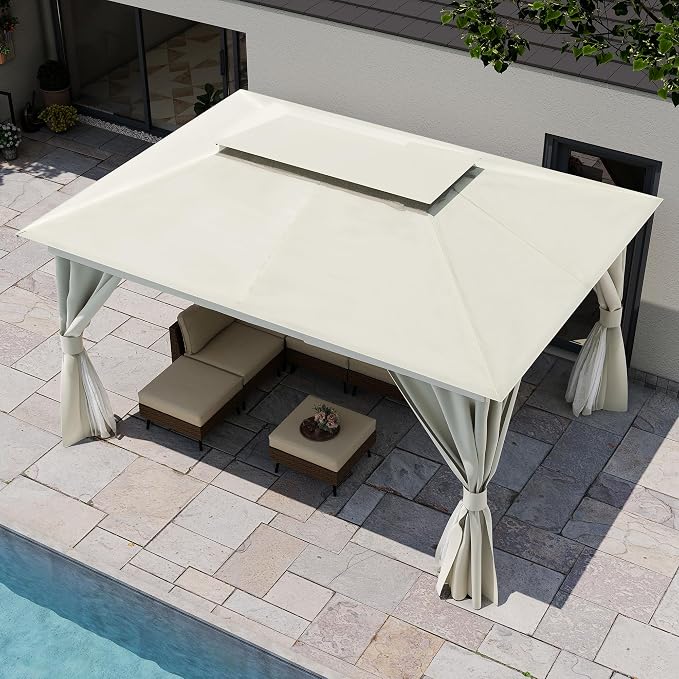 10'x13' Outdoor Gazebo, Heavy Duty Metal Frame Patio Canopy - Image 4