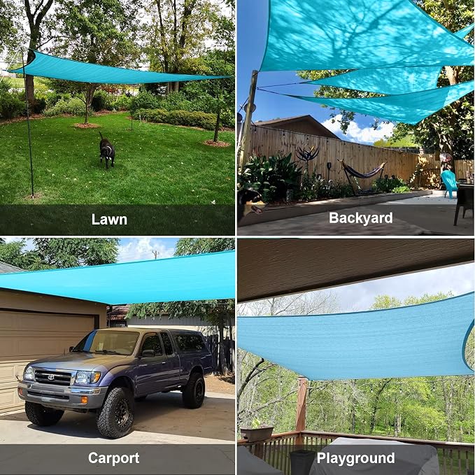 Sun Shade Sail 10' x 16' Turquoise Blue Rectangle Shade | Outdoor sun shade sail - Image 8