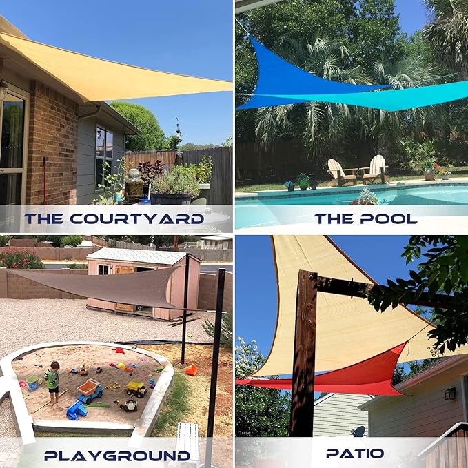 Windscreen4less 16' x 16' x 16' Sun Shade Sail Triangle Outdoor Canopy Cover UV - Image 2