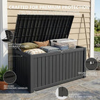 Outdoor Storage Box, 180 Gallon Waterproof Deck Box, Piston-Lift Tall Standing - Image 3
