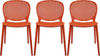 2xhome Set of 3 Patio Dining Chairs | Modern Stackable Outdoor Pool Side Chair by 2xhome