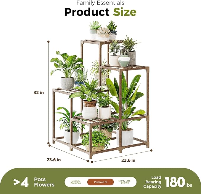 Bamworld Corner Plant Stand Indoor Outdoor Plant Shelf Small Plant Table | - Image 4