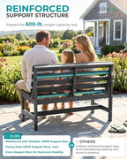 SERWALL Armless Outdoor Bench, All Weather HDPE Porch Bench, 2 Pack, Suitable - Image 7