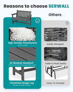 SERWALL HDPE Outdoor Bench, Weatherproof Porch Bench, 1 Pack, Suitable - Image 9