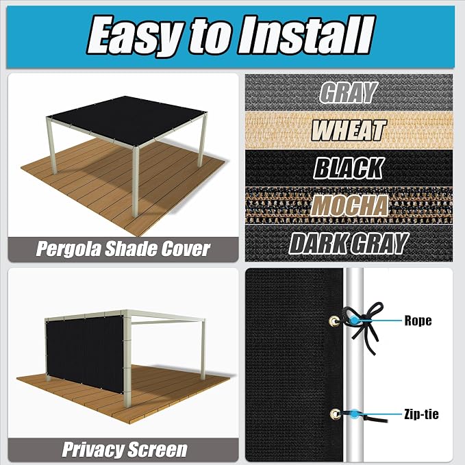Amagenix 90% Shade Fabric 10'X 18' Black Sun Shade Cloth - Image 4