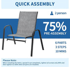 Patio Chairs Set of 8, Outdoor Stackable Dining Chairs | All Weather Textilene - Image 6