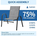 Patio Chairs Set of 6, Outdoor Stackable Dining Chairs | All Weather Textilene - Image 6