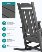 SERWALL HDPE Oversized Outdoor Rocking Chairs Set of 4, Patio Rocker, All - Image 5