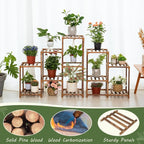 Wood Plant Stand Indoor Outdoor Corner Plant Shelf Stand, 5 Tiered 10 Potted - Image 2