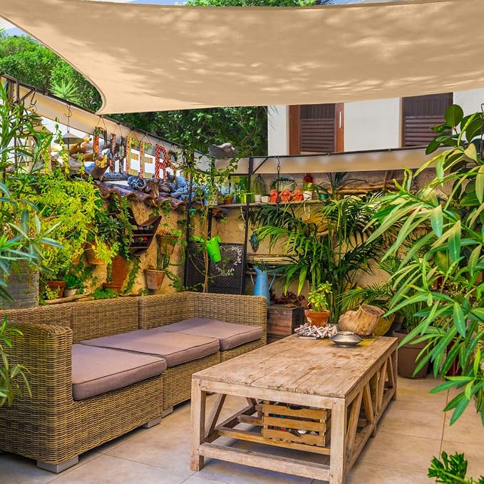 AsterOutdoor Sun Shade Sail Rectangle 10' x 10' UV Block Canopy - Image 9