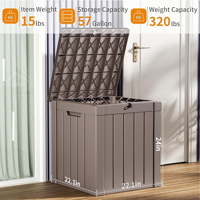 ROJIK 57 Gallon Outdoor Storage Housing Deck Box - Image 3