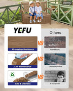 YEFU Outdoor Bench, Heavy Duty Garden Storage Bench, Weatherproof, Teak | HIPS - Image 5