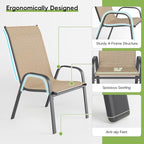 Patio Chairs Set of 2, Outdoor Dining Chairs Stackable - Image 7
