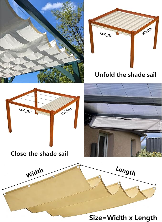 Retractable Waterproof Wave Sun Shade Canopy Pergola Cover Shade Sail Awning - Image 5