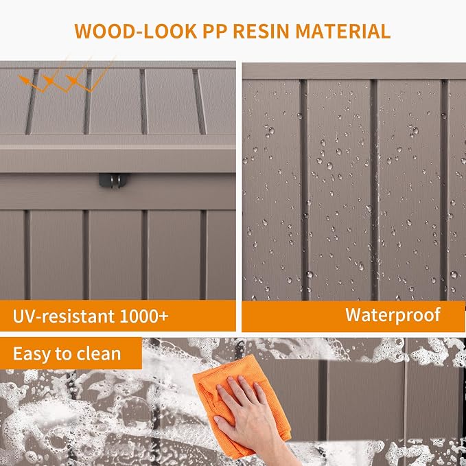 ROJIK 51 Gallon Resin Deck Box, Lockable Waterproof Weatherproof Outdoor - Image 7