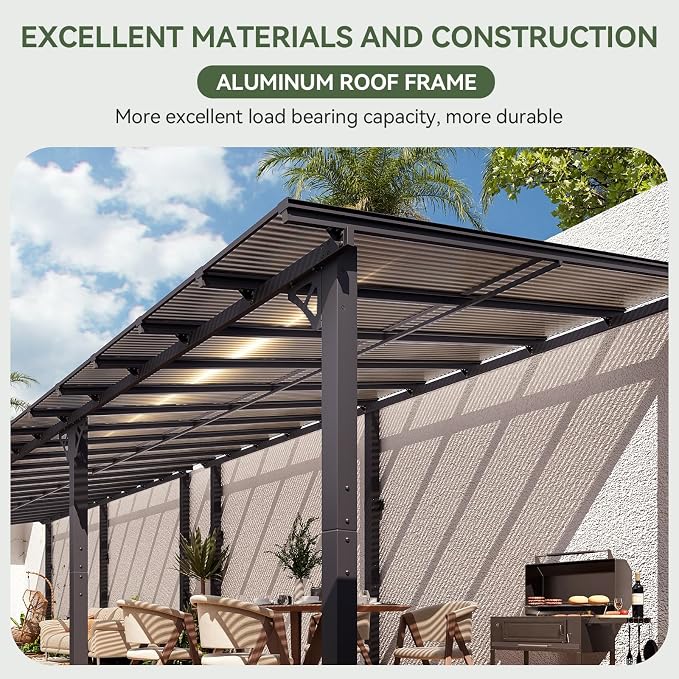 Aoxun 26’x10’ Gazebo with Aluminum Frame & Polycarbonate Panel, Outdoor Patio - Image 5