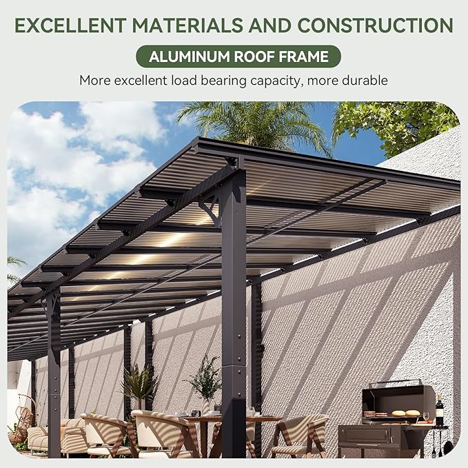Aoxun 34’x10’ Gazebo with Aluminum Frame & Polycarbonate Panel, Outdoor Patio - Image 6