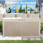 PatioZen 150 Gallon Resin Deck Box, Lockable Patio Outdoor Storage Box - Image 3