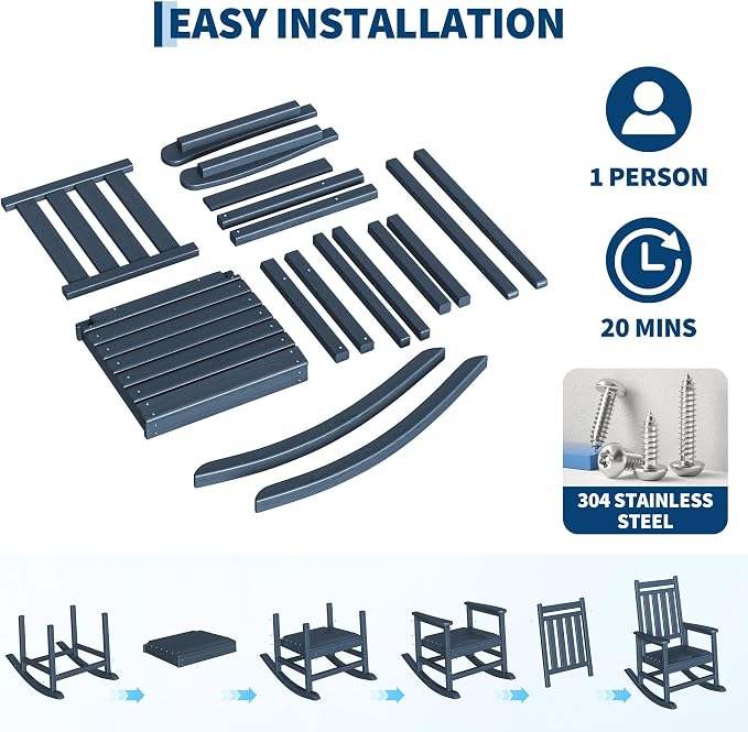 HDPE Rocking Chair Outdoor Set of 2 - Image 6