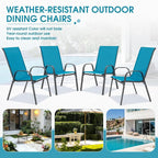 24.4" Wide Outdoor Patio Stackable Chairs Set of 4, Outside Furniture - Image 8