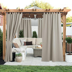 NICETOWN 2 Panels Natural Outdoor Patio Curtainss Waterproof, Detachable Sticky - Image 8