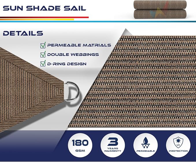 Windscreen4less 7' x 7' x 7' Sun Shade Sail Triangle Outdoor Canopy Cover UV - Image 3