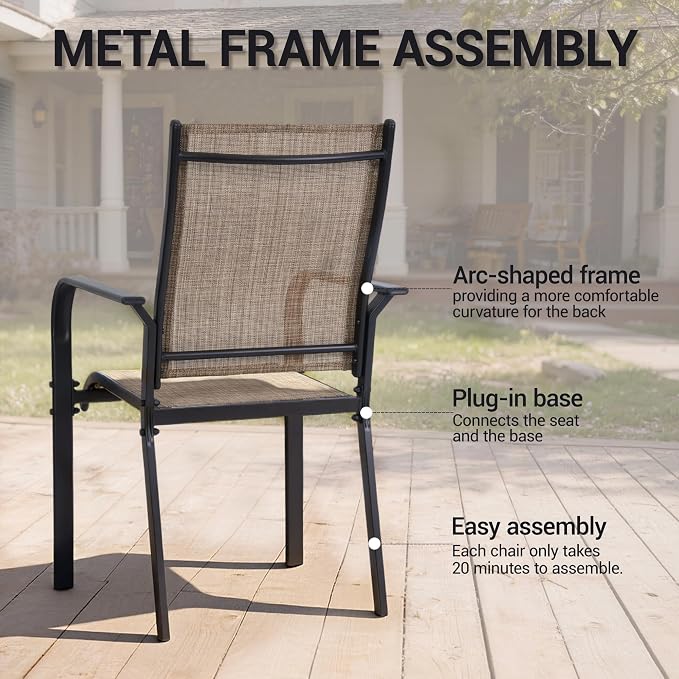 Patio Chairs Set of 8, Stackable Outdoor Dining Chairs, All Weather Breathable - Image 7