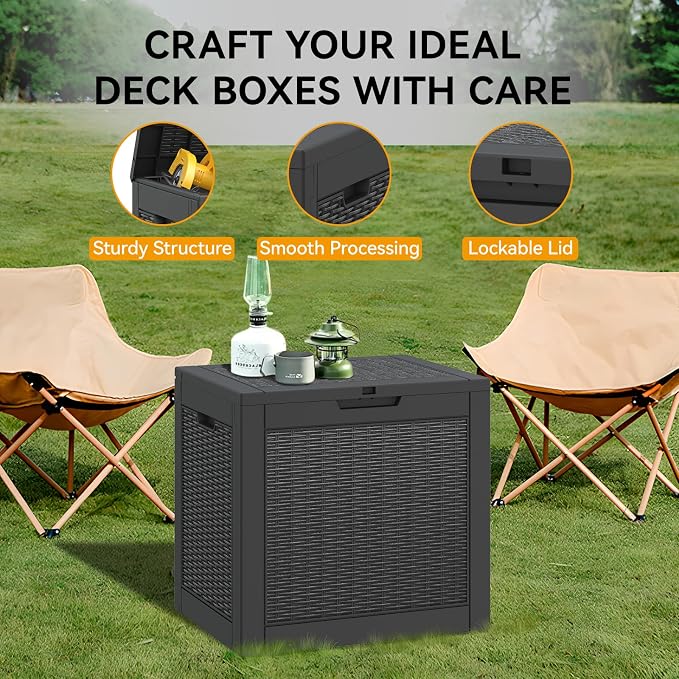 31 Gallon Outdoor Storage Box, Resin Deck Boxes Indoor and outdoor, Waterproof - Image 4