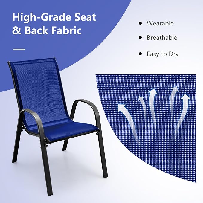 Tangkula Patio Dining Chairs Set of 2, Outdoor Stackable All Weather Heavy Duty - Image 5