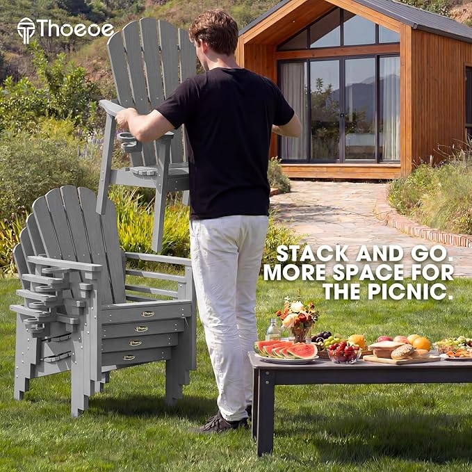 THOEOE Stackable Adirondack Chair Set of 6, Fire Pit Chairs, Space Saving - Image 4