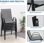 Patio Chairs Set of 6, Outdoor Stackable Dining Chairs | All Weather Textilene - Image 7