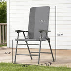 Outsunny Folding Patio Chairs Set of 2 Padded High Back Armrests Light Gray | - Image 3