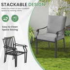 LVUYOYO Outdoor Patio Dining Chairs Set of 2, Metal Stackable Chairs Set - Image 7