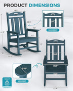 Oversized Outdoor Rocking Chairs Set of 3, 380lbs Heavy-Duty Large Patio Rocker - Image 3