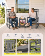 Oversized Outdoor Rocking Chairs Set of 2, Porch Rocker Unique Gray | - Image 7