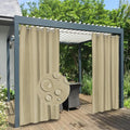 Easy-Going 100% Waterproof Outdoor Curtains 54x84 inch, Khaki | Windproof by Easy-Going