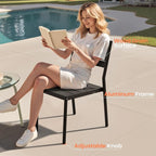 Pellebant Stackable Outdoor Patio Dining Chairs Set of 4 | Aluminum Armless - Image 4