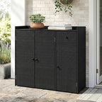 Tangkula Rattan Outdoor Storage Cabinet, Patiojoy Outdoor Cabinet - Image 8