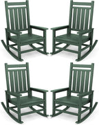 SERWALL Outdoor Rocking Chair Set of 4, HDPE Rocker by SERWALL