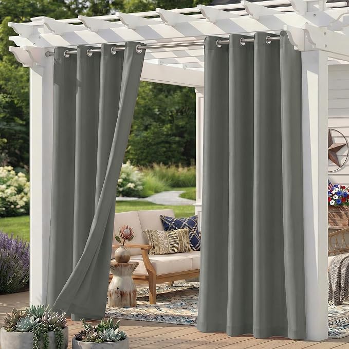 Set of 6 Outdoor Curtains for Patio Waterproof, Breathable Grommet Panels for by Sunshelf
