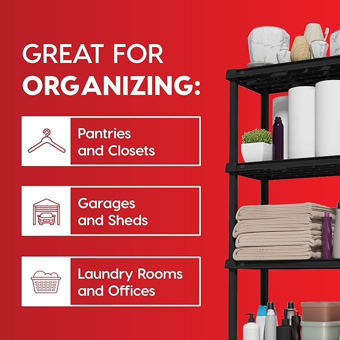 IRIS USA Plastic Storage Shelves |Made in USA| 64"H x 24"W x 12"D - Image 5