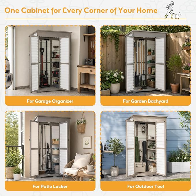 Large Outdoor Storage Cabinet, Weatherproof Garden Shed - Image 8